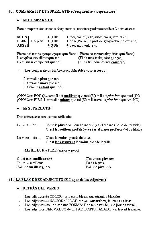 Comparativos Y Superlativos En Francés - Ejemplos